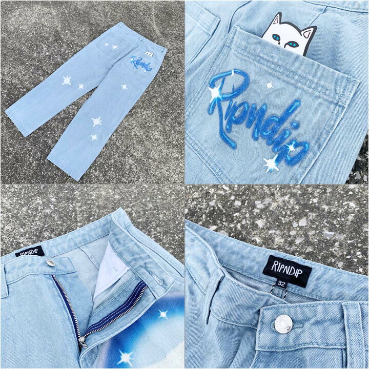 楽天市場】リップンディップ RIPNDIP デニムパンツ SPRINKLES WIDE LEG  