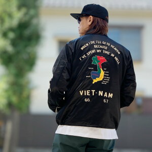 �e�[���[���m TAILOR TOYO �x�g�W���� Mid 1960s Style Satin Vietnam Jacket �gVIET-NAM MAP�h �T�e�� �u���b�N �� BLACK Lot No. TT15798