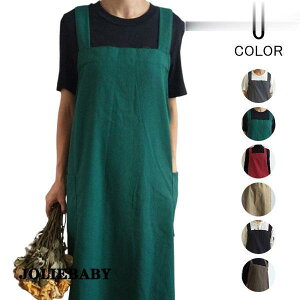 エプロン チュニックエプロン ワンピース ロング丈 かぶる ワークエプロン カフェエプロン 北欧風 保育士 美容師 花屋 店員 日曜大工 おしゃれ カジュアル