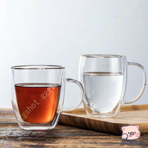 ダブルウォールグラスマグ 耐熱マグカップ 二重構造 ダブル 持ち手 マグ 取って付き レディース グッズ レディース シンプル 透明 クリア 紅茶 コーヒー