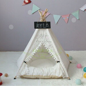 ペット用テント レース ペットハウス ペットテント ドッグベット クッション付き ティピーテント 室内用 動物 犬 猫 ペット用品 犬小屋 ペットテント 通年