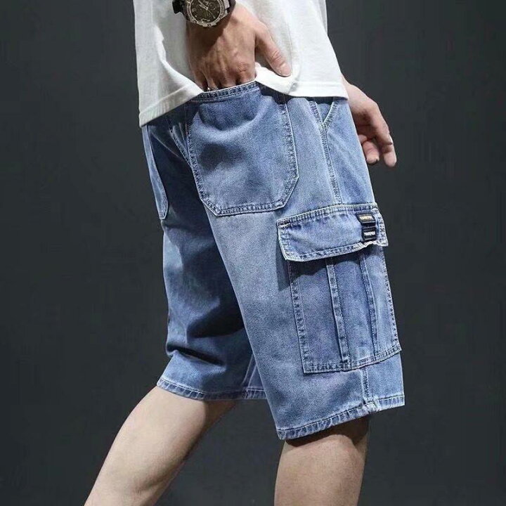 楽天市場】デニムハーフパンツ ジーンズ 極太 メンズ ルーズフィット B 