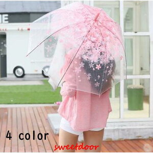 傘 ビニール傘 雨傘 レディース クリア 桜 花柄 フラワー 透明 ドーム型 長傘 かさ おしゃれ かわいい