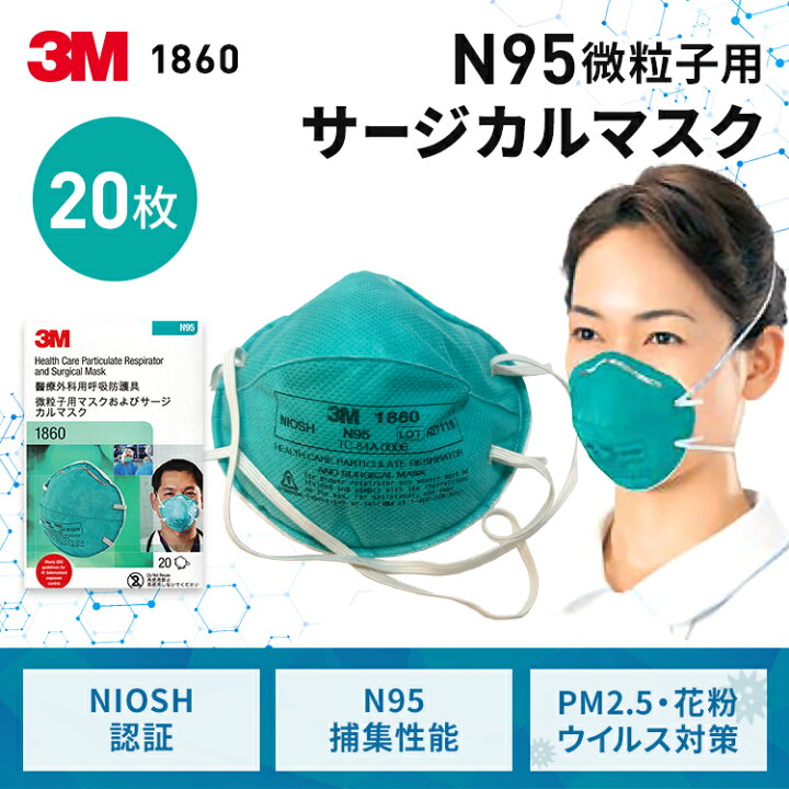 楽天市場】3M 1860 N95マスク n95マスク医療用 20枚入 微粒子用  