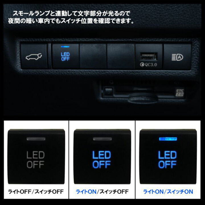 楽天市場 トヨタ ヤリス ヤリスクロス 10系 15系 210系 Ledスイッチ アクアブルー Ledスイッチホールカバー インジケーター ポン付け アクセサリー 電装品のオン オフスイッチ 電装品制御 カスタム ドレスアップ パーツ 汎用 便利グッズ アクセサリー ネコポス Nexus