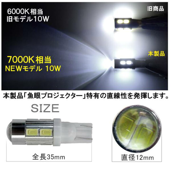 楽天市場】T10 T16 LED ポジションランプ ポジション灯 魚眼レンズ 2個 