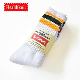 【S/M展開】【国内正規品】Healthknit 3pack heavyweight socks 191-3108 ヘルスニット 3ライン配色 クルー3Pソックス メンズ レディース ユニセックス 靴下 スケーター ストリート ラインソックス