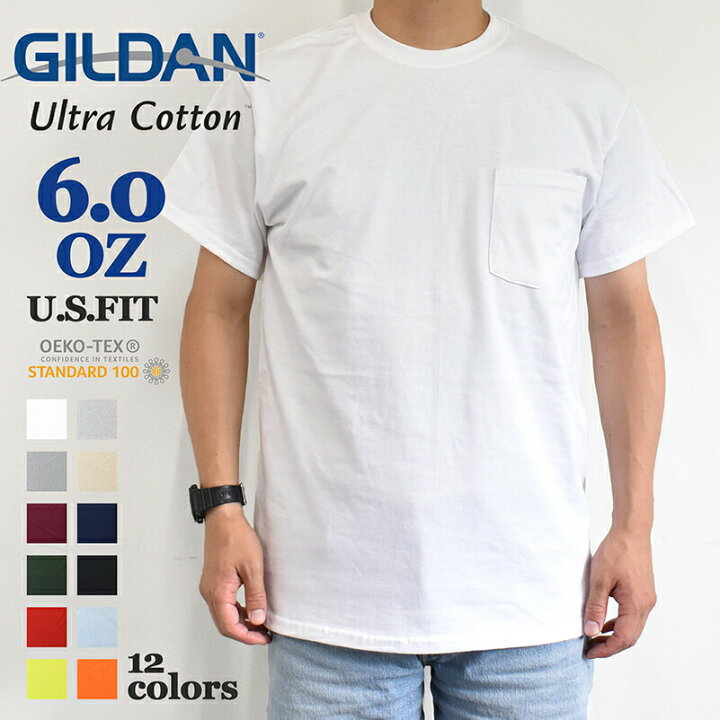 楽天市場】【S~XL】GILDAN Ultra Cotton 6.0oz short Sleeve Pocket T-shirt ギルダン  ウルトラコットン 6.0オンス ポケット付き 半袖 Tシャツ GL2300 メンズ レディース ユニセックス : Mr.Mojo