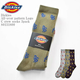 Dickies ディッキーズ DK All-over pattern Logo C crew socks 3pack 80131800 C3P 総柄 サポート ロゴ スニーカー クルー丈 3足組 ソックス 靴下 メンズ レディース ユニセックス