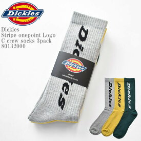 Dickies ディッキーズ DK Stripe onepoint Logo C crew socks 3pack 80132000 ストライプ 刺繍 ロゴ スニーカー クルー丈 3足組 ソックス 靴下 メンズ レディース ユニセックス