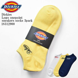 Dickies ディッキーズ DK Logo onepoint sneakers socks 3pack 18312900 履き口 ロゴ 刺繍A スニーカー くるぶし丈 3足組 ソックス 靴下 メンズ レディース ユニセックス ホワイト ネイビー イエロー
