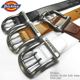 【サイズ調整可能】Dickies ディッキーズ DK double Eyelet belt 4mm DS0126C Wハトメ ベルト レザー フェイクレザー 革 スケーター ストリート メンズ レディース ユニセックス
