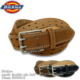 【サイズ調整可能】 Dickies ディッキーズ DK PU suede double pin belt 35mm DS0361C ロゴ Wピンベルト スエード エンボス レザー フェイクレザー 革 ベルト スケーター ストリート メンズ レディース ユニセックス