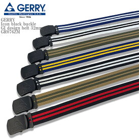 GERRY ジェリー Icon black buckle GI design belt 32mm GR076ZM ロゴ ガチャベル ベルト アウトドア ストリート メンズ レディース ユニセックス ブラック ホワイト レッド ネイビー グレー オフホワイト イエロー モスグリーン ベージュ