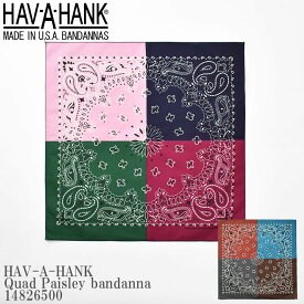 HAV-A-HANK ハバハンク Quad Paisley bandanna 14826500 クアッド ペイズリー バンダナ ハンカチ ヘアーバンド チーフ プレゼント メンズ レディース ユニセックス ネイビー バーガンディ グリーン ピンク ターコイズ ブラウンチャコール