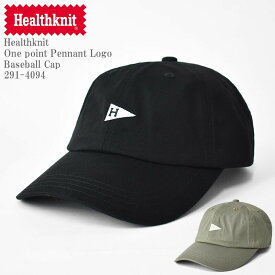 Healthknit ヘルスニット onepoint Pennant Logo Baseball Cap 291-4094 刺繍 ペナント ロゴ ベースボール キャップ メンズ レディース ユニセックスブラック カーキ グリーン