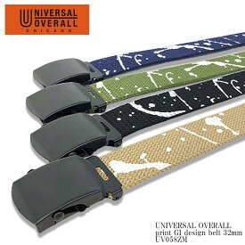 UNIVERSAL OVERALL ユニバーサル オーバーオール print GI design belt 32mm UV058ZM ガチャベル ペインティング ペイント プリント バックル ベルト デザイン ベルト カジュアル メンズ レディース ユニセックス ブラック ネイビー モスグリーン ベージュ