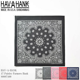 HAV-A-HANK ハバハンク 17 Paisley Farmers Hank 80097400 ペイズリー ファーマーズ ハンカチ バンダナ ビンテージ ユーズド ハンカチ ヘアーバンド チーフ プレゼント メンズ レディース ユニセックス ホワイト サックス グリーン サックス レッド ブラック イエロー