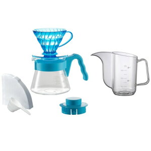 HARIO(�n���I) V60 �J���[�u�����[�E�E�B�Y�P�g�� 1~2�t�p �n���h�h���b�v �Z�b�g �ϔM�K���X���T�[�o�[ �v�ʃX�v�[�� �y�[�p�[40�� ���V�s�u�b�N �P�g���t�� �u���[�A���[ VCSDA-01-20CP-BH