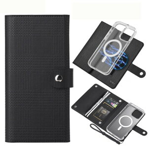 ViLi-GHB iPhone 15 Pro �Ή� 2in1 ���z �J�[�h���[ ��O���\ �}�O�l�b�g ���E�� ������ �X�g���b�v�t�� 2WAY �蒠�^�P�[�X �O�����`�F�b�N�� �� CIH15Pro-VL-GHB-C-BK