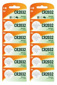 NinoLite(NinoLite) CR2032 �{�^�� �d�r 10�Z�b�g 3V 240mAh ����[���g�p ECR2032 / DL2032 / SB-T51 / RC2032 / KECR2032 ���Ή� �V���o�[