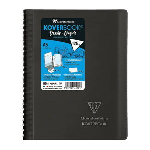 Clairefontaine �N���[���t�H���e�[�k �X�P�b�`�u�b�N �J�o�[�u�b�N �O���[ A5 ������(125g/m2) 50�� �v���X�`�b�N�J�o�[ �N���A�t�@�C���t��cf361201gl