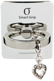 Smart Grip CH Ring (全8色) スマートグリップ シーエイチリング iPhone/iPad/iPod/Galaxy/Xperia/スマートフォン・タブレットPCを指1本で保持・落下防止・スタンド機能(シルバーハート) SMG-CH-SVH