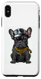iPhone XS Max Black Frenchie as a Pilot ブラックフレンチブルドッグ スマホケース