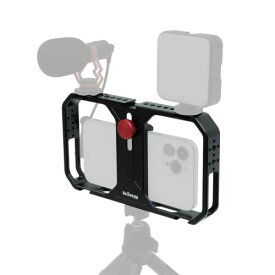 KING スマホ ビデオリグ ケージ アルミ製 マイクやビデオライトなどと同時に取り付け可 落下防止 スマホ撮影 ビデオ撮影 Vlog ビデオ録画 生放送 iPhone 14 Pro Max 13 12 Huawei Samsung Andorid K-MPC6080
