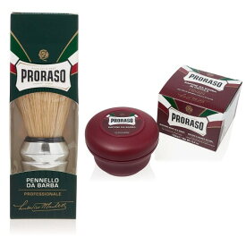 PRORASO (ポロラーソ) シェービングブラシ & シェービングソープ (ノーリッシュ) 泡立て用ブラシ 豚毛100% 使用 髭剃り イタリア製