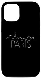 iPhone 12/12 Pro パリ フランス 都市 スカイライン シルエット アウトライン スケッチ スマホケース
