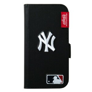 �}���n�b�^���|�[�e�[�W(Manhattan Portage) MLB Embroidery Book Type CaseNYY �u���b�N iPhone 14 iPhone 13���p iP14-PU-MLB-01 �蒠�^