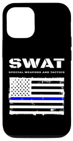 iPhone 12/12 Pro SWAT の特殊な武器と戦術の細い青線米国旗 SWAT Special Weapons And Tactics USA スマホケース