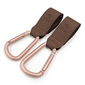 e.x.p.Petit PP カラビナフック RGマット-合皮ココアブラウン ベビーカー フック 大きめ 荷物フック 耐荷重約90キロ バギー ペットカート 2本入り mcbh02rg