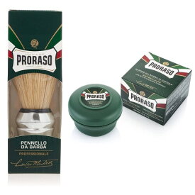 PRORASO (ポロラーソ) シェービングブラシ & シェービングソープ (リフレッシュ) 泡立て用ブラシ 豚毛100% 使用 髭剃り イタリア製