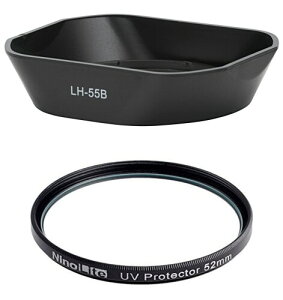 NinoLite(NinoLite) LH-55B �p�����Y�t�[�h + 52mm UV�t�B���^�[ �̃Z�b�g�AM.Zuiko Digital ED 12-50mm F3.5-6.3 EZ�EM.Zuiko Digital ED 9-18mm f/4.0-5.6�����Y�p�A�t������t�\�A�t�[�h�𑕒��̂܂܁A�����Y�Ƀt