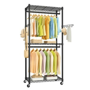SONGMICS �n���K�[���b�N �m�������X�`�[�����b�N 2�i���ߑ����[ ��75cm �ω׏d122kg �����\�ȒI�ƃ|�[�� 3�I�L�� �t�b�N�A�L���X�^�[�t�� �ȒP�g�� ���[�h���[�u �� LGR412B01