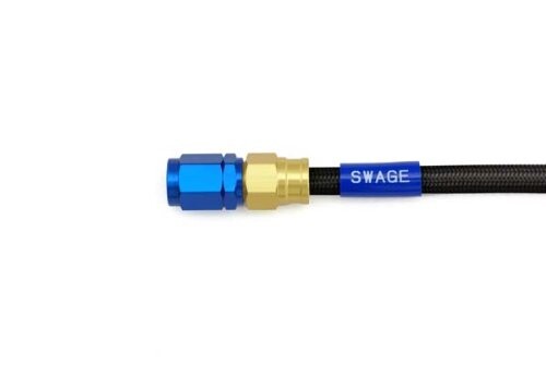 SWAGE LINE SALE 75%OFF ランキング総合1位 スウェッジライン イージーオーダーブレーキホース 汎用ホース ストレートフィッティング ブラックスモークホース PAKB-1010M-0450 アルミ ブルー 450mm ゴールド