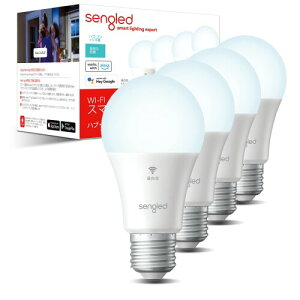 Wi-Fi�ڑ� Sengled �X�}�[�g LED�d�� e26���� 60w�`���� ���� Google Home�Ή� hub�u���b�W�s�v �����F 4����