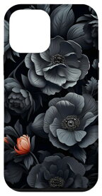 iPhone 12 mini ブラックフラワー ダークフローラル スマホケース