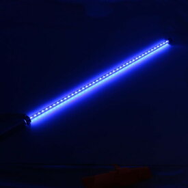 オートバイ用 旗棒白 LED ブルー 発光 フラッグポール 900mm