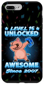 iPhone 7 Plus/8 Plus Level 15 Unlocked Gamers Born 2007 ダビングピッグ 15歳の誕生日 スマホケース
