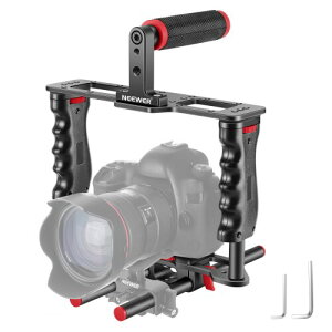 NEEWER �J�����r�f�I�P�[�W �f�搧��L�b�g �A���~������ �g�b�v�n���h��/�f���A���n���h�O���b�v/15mm���b�h2�{�t�� �R���p�`�u�� Fujifilm�Ȃǂ�DSLR�J�����ƃr�f�I�J���� (�u���b�N+���b�h