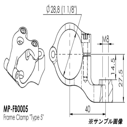 HYPERPRO (ハイパープロ) バイク フレームクランプ 28.8mm TYPE-5 ゴールド 22160288