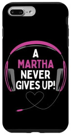 iPhone 7 Plus/8 Plus ゲーム用引用句「A Martha Never Gives Up」ヘッドセット パーソナライズ スマホケース