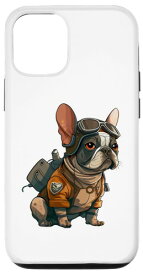 iPhone 13 Brindle Frenchie as a Pilot Brown French Bulldog Pilot スマホケース