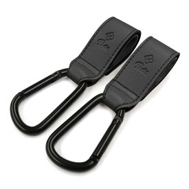 e.x.p.Petit PP カラビナフック BK-合皮リッチブラック ベビーカー フック 大きめ 荷物フック 耐荷重約90キロ バギー ペットカート 2本入り cbh01bk