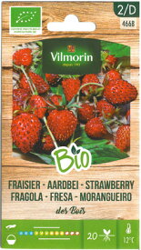 【フランスの果菜の種 】Vilmorin社　イチゴ・フレーズ デ　ボワ（森のいちご）-Fraisier des bois bio[オーガニック種子]466B　香り高く濃紅色の小粒いちご