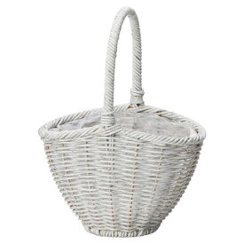【バスケット】友膳　ガンセトクルブ　ホワイト KM668《送料込み》持ち手付き可愛いサイズのバスケットプランター　ナチュラル可愛い！かご寄せ植えに映える丸型バスケット鉢　他の商品と同送の場合は追加送料がかかる場合がございます。店舗からのメールをご確認ください。