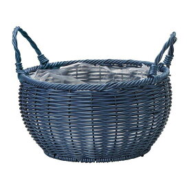 【バスケット】友膳　ガンセトラウンド　ネイビーKM643 《送料込み》可愛い形のバスケットプランター　ナチュラル可愛い！かご寄せ植えに映える丸型バスケット鉢　他の商品と同送の場合は追加送料がかかる場合がございます。店舗からのメールをご確認ください。